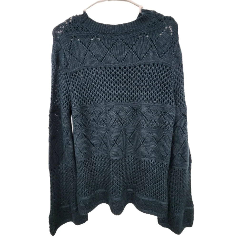 Sugar Lips Navy Blue Knit Bell Sleeve Sweater Size M/L - Picture 2 of 12